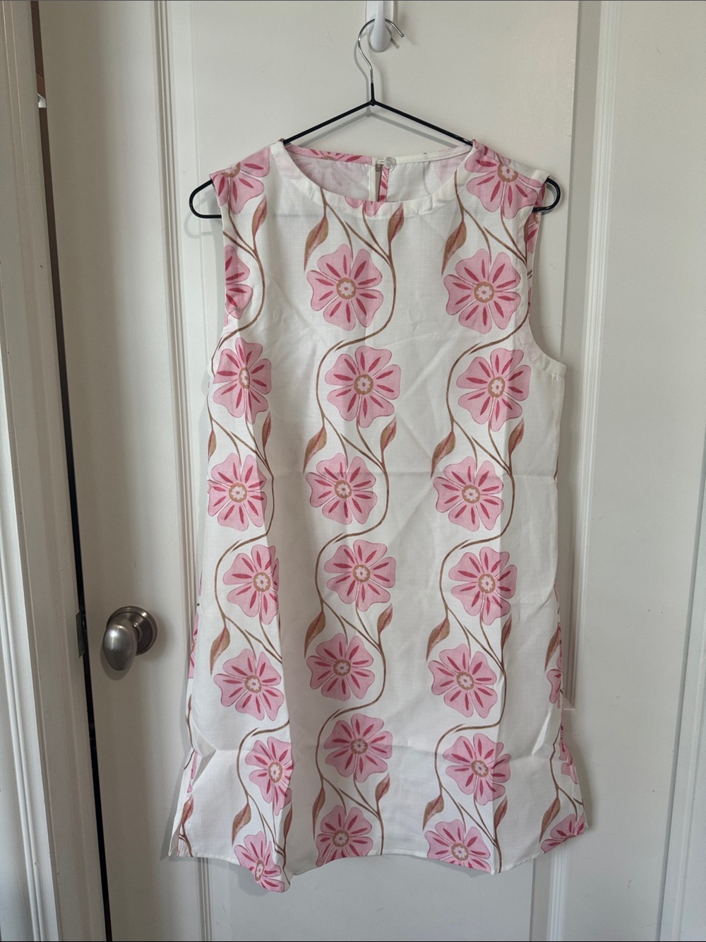 Commense White Dress with Pink Floral Accents